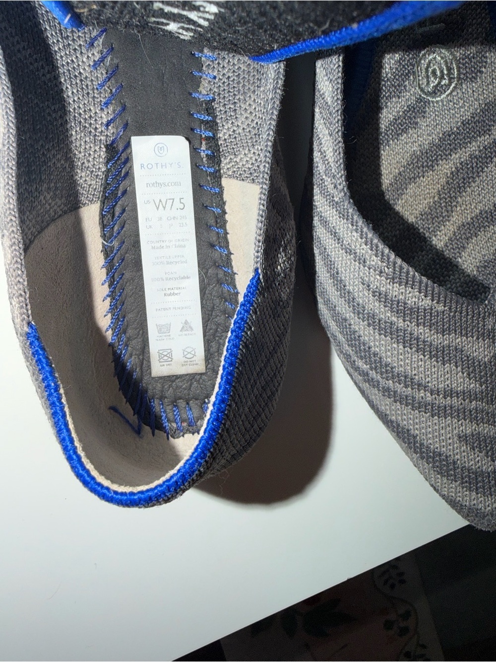 Rothy's Pointed Knit Flats in Gray with Subtle Zebra Print - Picture 3 of 4